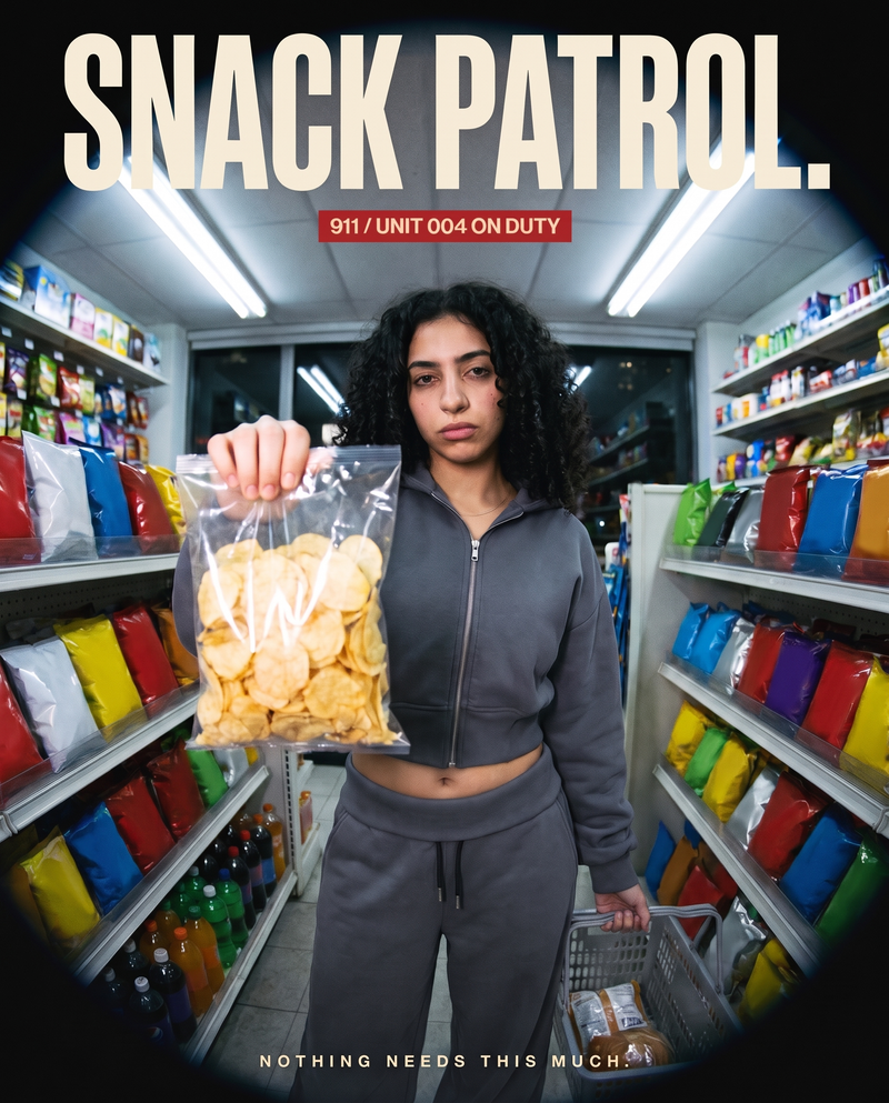 Snack patrol. Unit 004 on duty.